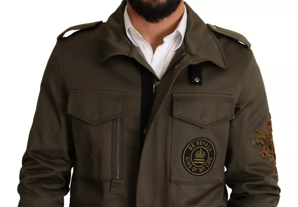 Dolce & Gabbana Green Cotton DG Love Blouson Coat Jacket | Regal Royce