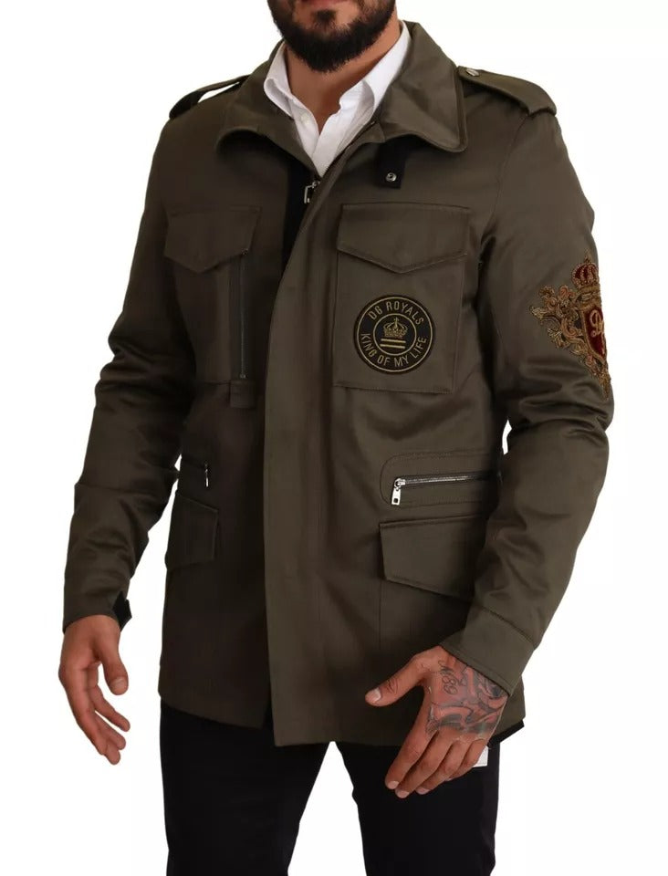 Dolce & Gabbana Green Cotton DG Love Blouson Coat Jacket | Regal Royce