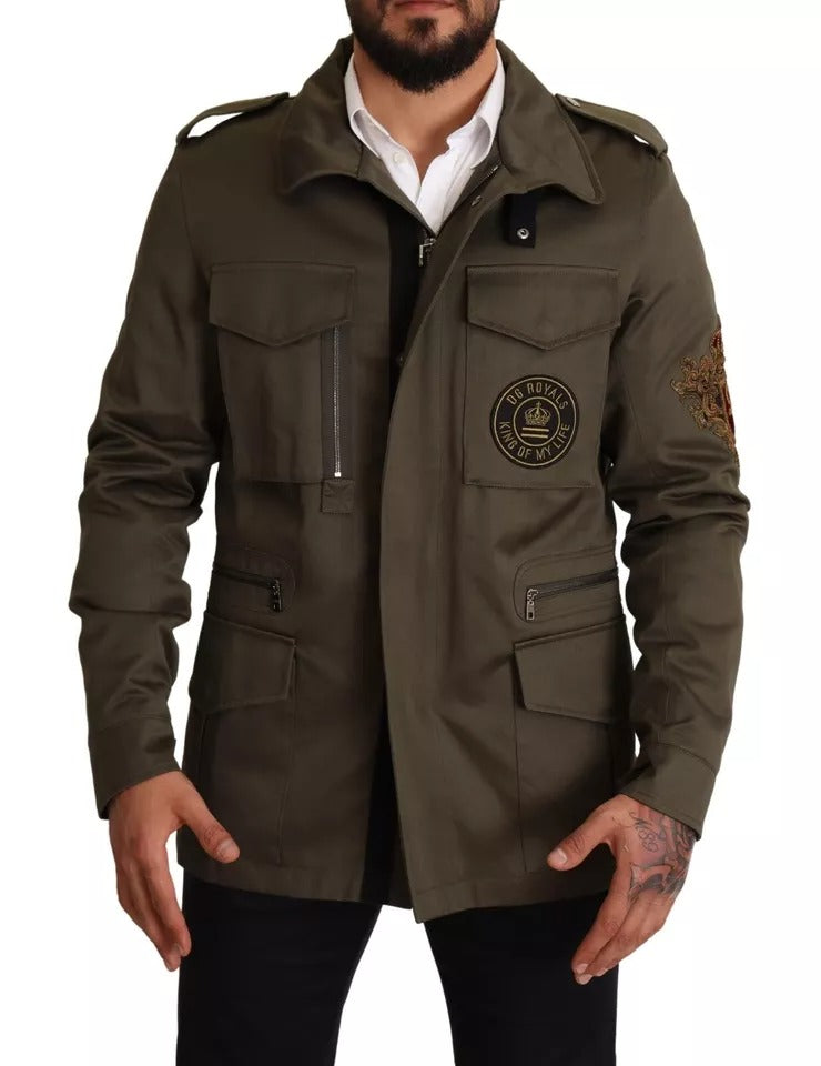 Dolce & Gabbana Green Cotton DG Love Blouson Coat Jacket | Regal Royce