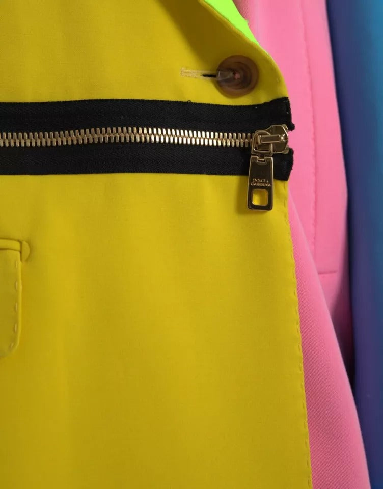 Dolce & Gabbana Multicolor Patchwork Peak Lapel Coat Jacket | Regal Royce