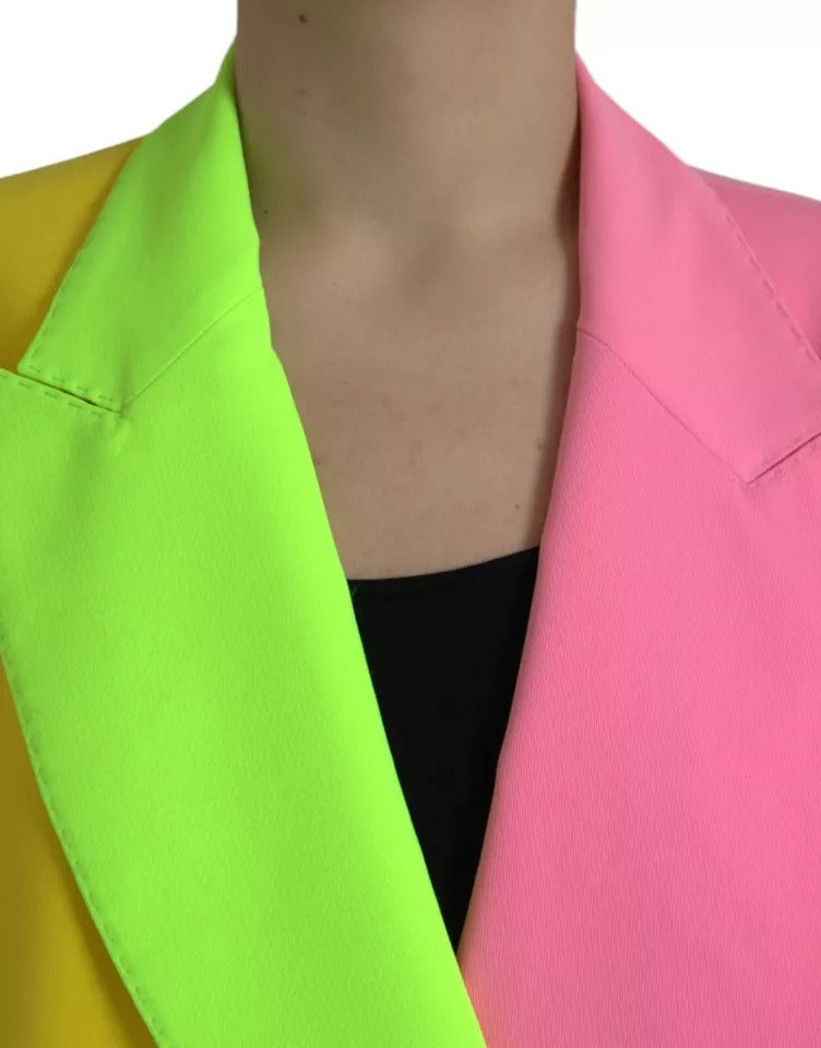 Dolce & Gabbana Multicolor Patchwork Peak Lapel Coat Jacket | Regal Royce