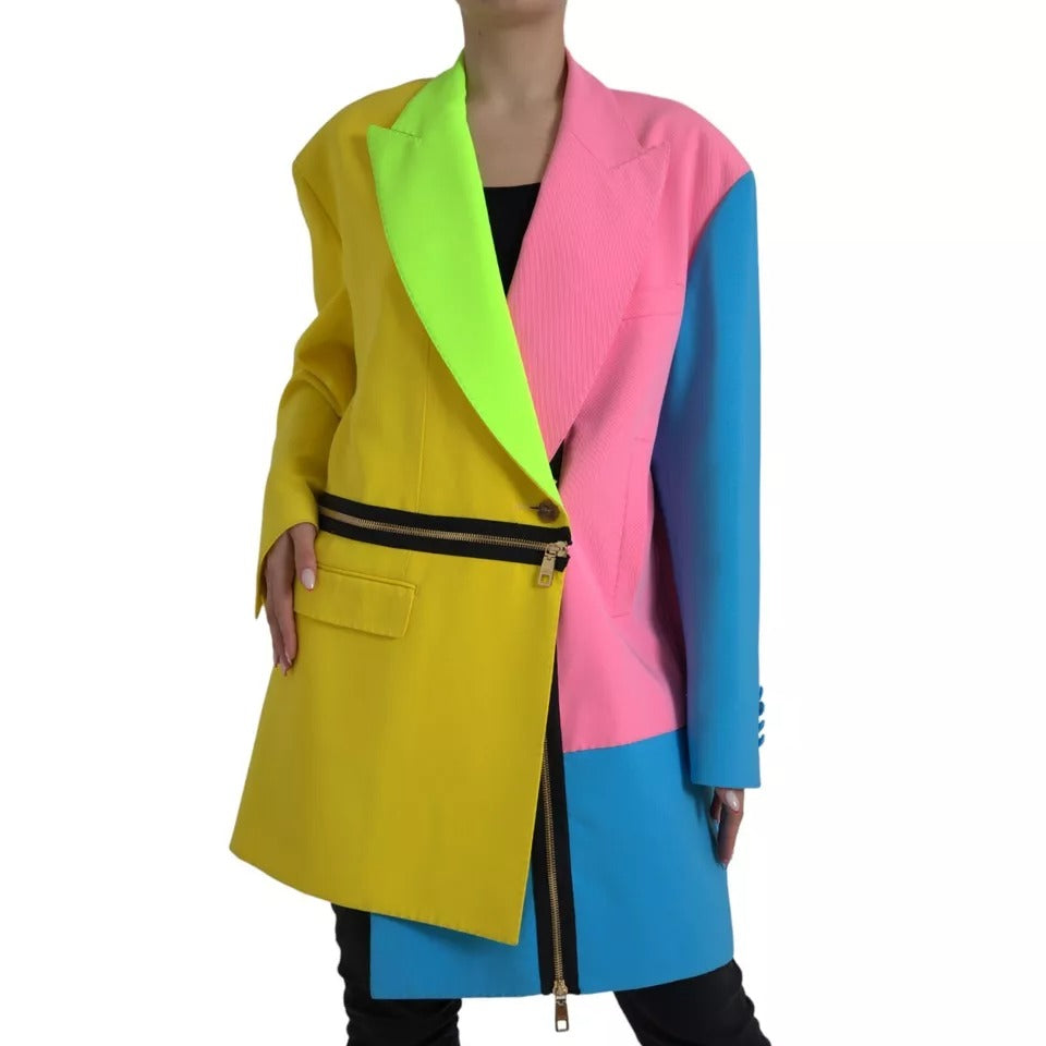 Dolce & Gabbana Multicolor Patchwork Peak Lapel Coat Jacket | Regal Royce