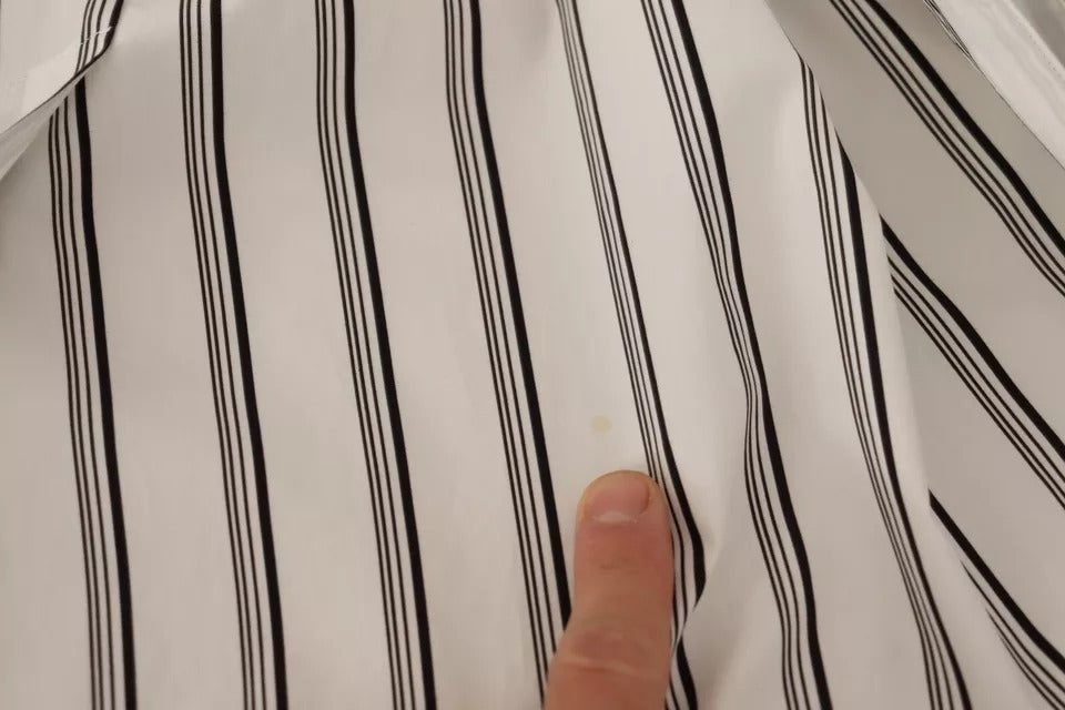 Dolce & Gabbana White Striped Cotton Robe Coat Wrap Jacket | Regal Royce