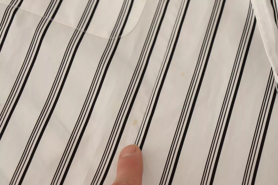 Dolce & Gabbana White Striped Cotton Robe Coat Wrap Jacket | Regal Royce