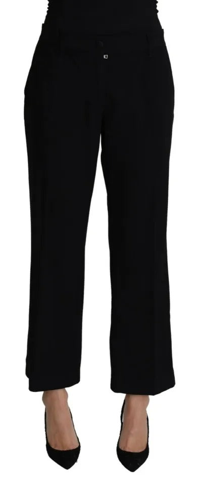 Dolce & Gabbana Black Wool Stretch Cropped Capri Trouser Pants | Regal Royce