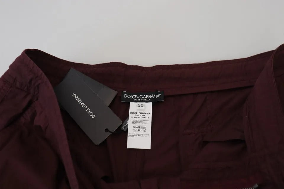Dolce & Gabbana Bordeaux Cargo Jogger Trouser Cotton Pants | Regal Royce
