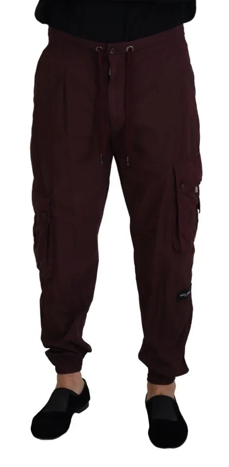 Dolce & Gabbana Bordeaux Cargo Jogger Trouser Cotton Pants | Regal Royce