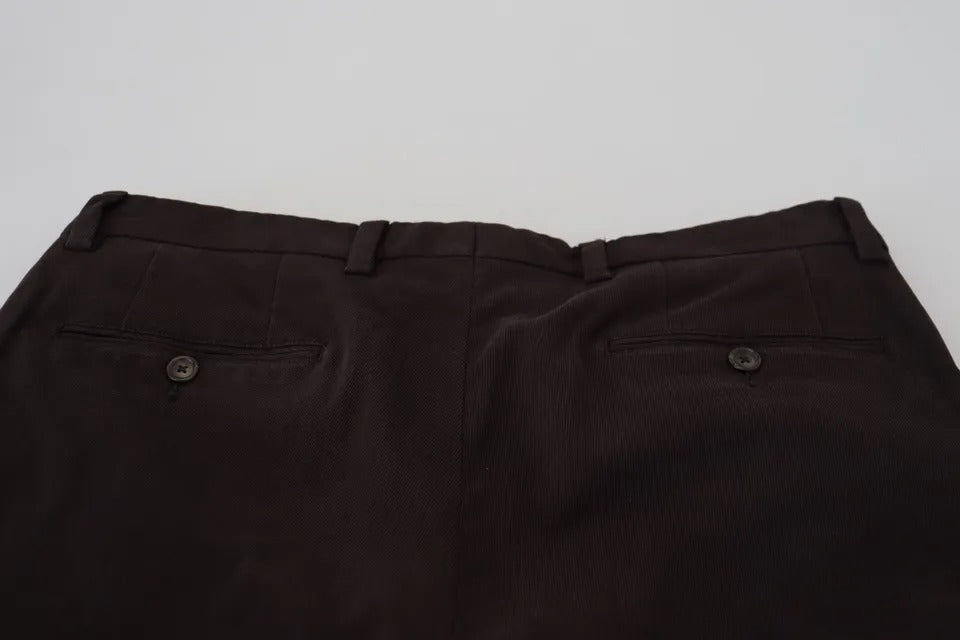 Dolce & Gabbana Brown Skinny Men Cotton Stretch Pants | Regal Royce