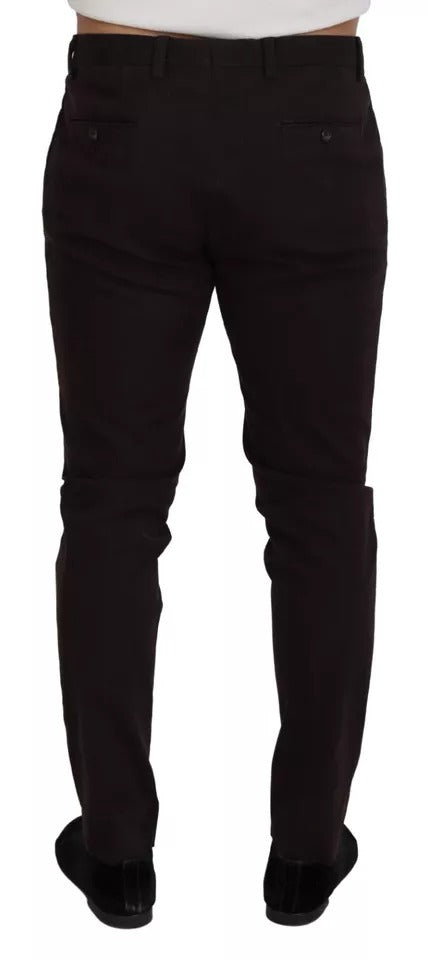Dolce & Gabbana Brown Skinny Men Cotton Stretch Pants | Regal Royce
