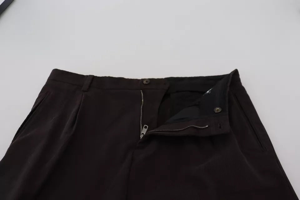 Dolce & Gabbana Brown Skinny Men Cotton Stretch Pants | Regal Royce