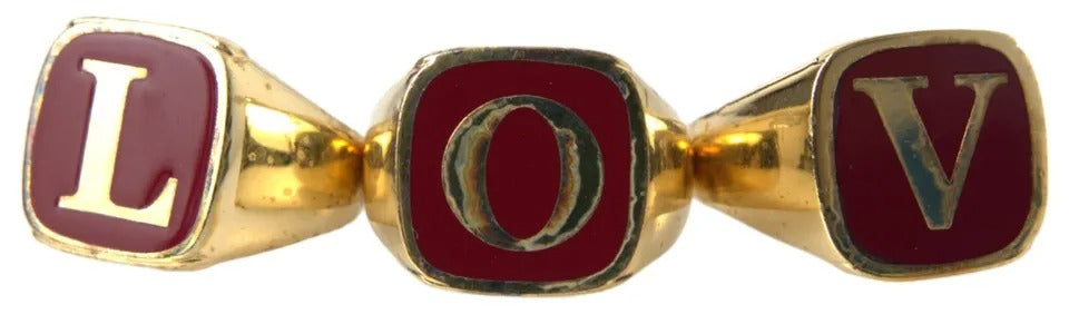 Dolce & Gabbana Gold Brass LOVE Enamel Set of 3 Ring | Regal Royce