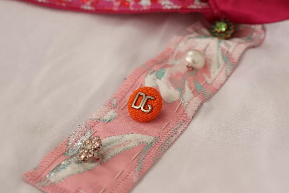 Dolce & Gabbana White Sartoria T-shirt Button Wide Collar Top | Regal Royce