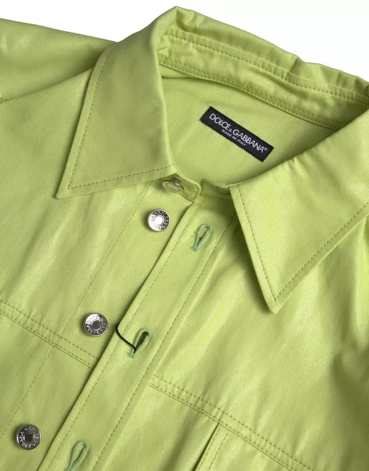 Dolce & Gabbana Green Cotton Collared Casual Button Down Shirt | Regal Royce