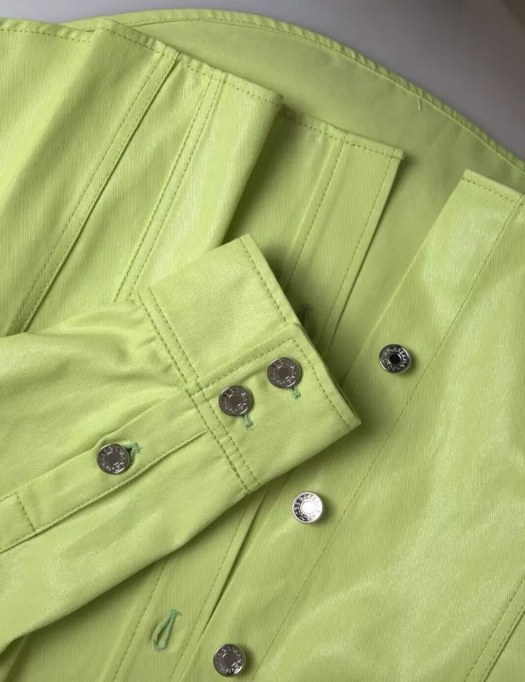 Dolce & Gabbana Green Cotton Collared Casual Button Down Shirt | Regal Royce