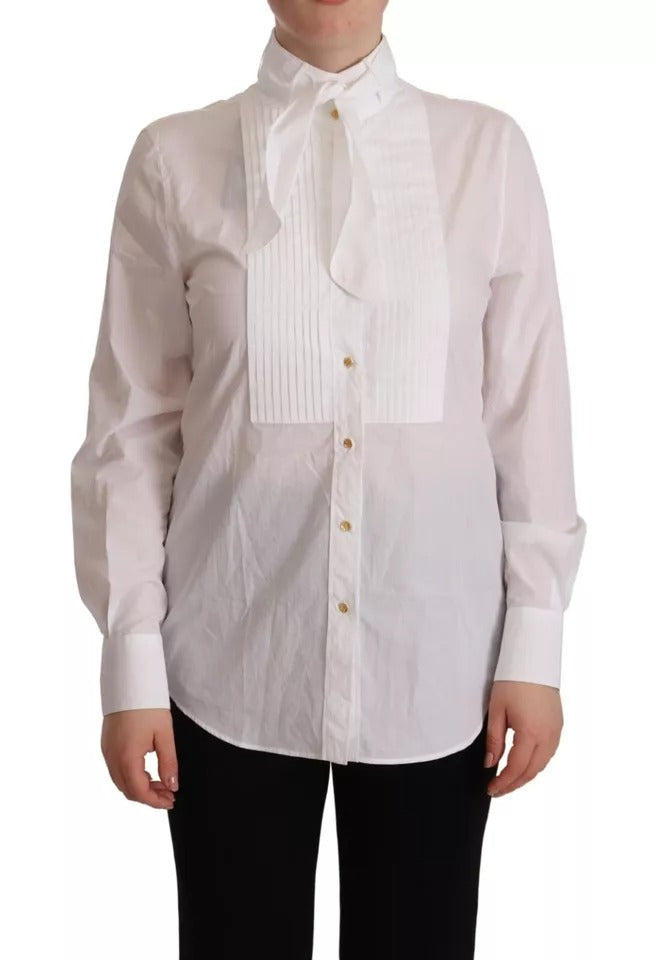 Dolce & Gabbana White Cotton Collared Long Sleeves Formal Shirt Top | Regal Royce