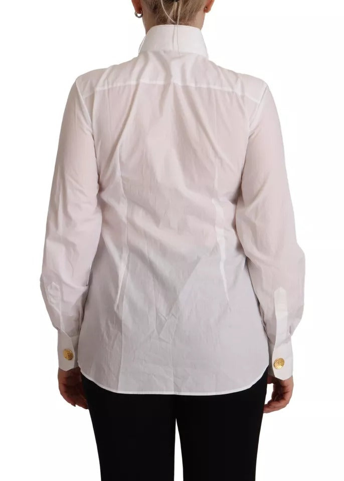 Dolce & Gabbana White Cotton Collared Long Sleeves Formal Shirt Top | Regal Royce