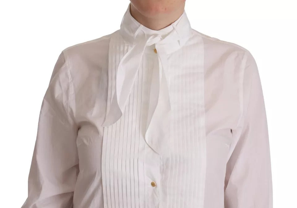 Dolce & Gabbana White Cotton Collared Long Sleeves Formal Shirt Top | Regal Royce