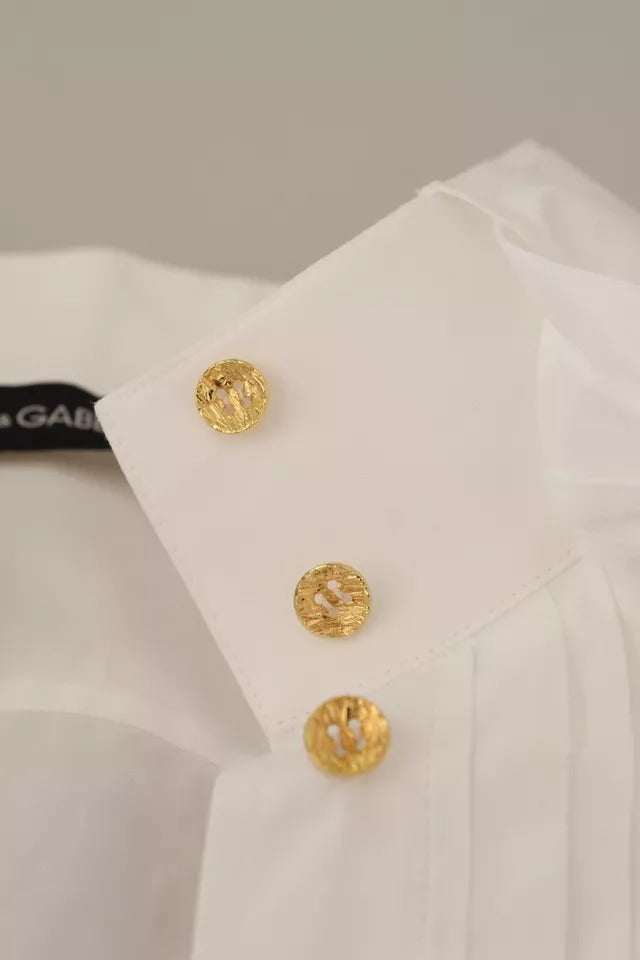 Dolce & Gabbana White Cotton Collared Long Sleeves Formal Shirt Top | Regal Royce