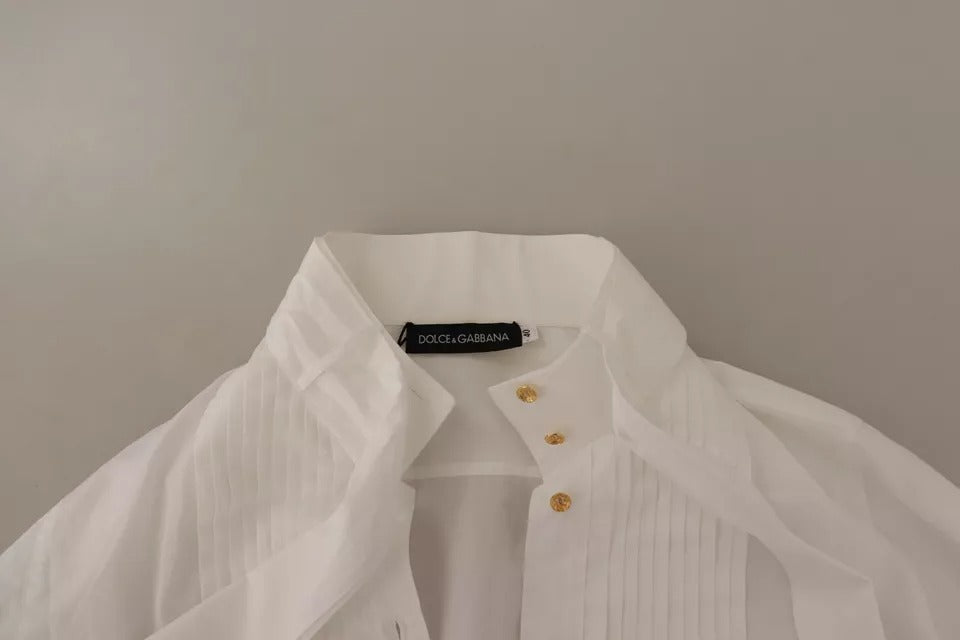 Dolce & Gabbana White Cotton Collared Long Sleeves Formal Shirt Top | Regal Royce