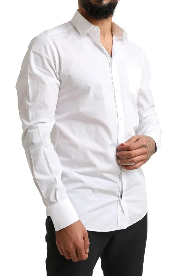 Dolce & Gabbana White GOLD Formal Cotton Tuxedo Dress Shirt | Regal Royce