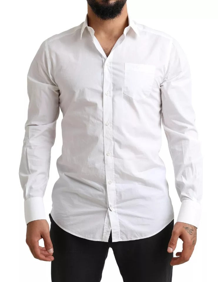 Dolce & Gabbana White GOLD Formal Cotton Tuxedo Dress Shirt | Regal Royce