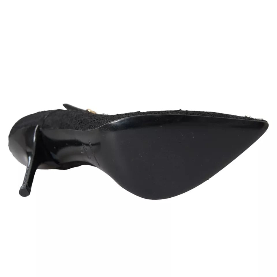 Dolce & Gabbana Black Tulle Stretch Boots Pumps Shoes | Regal Royce