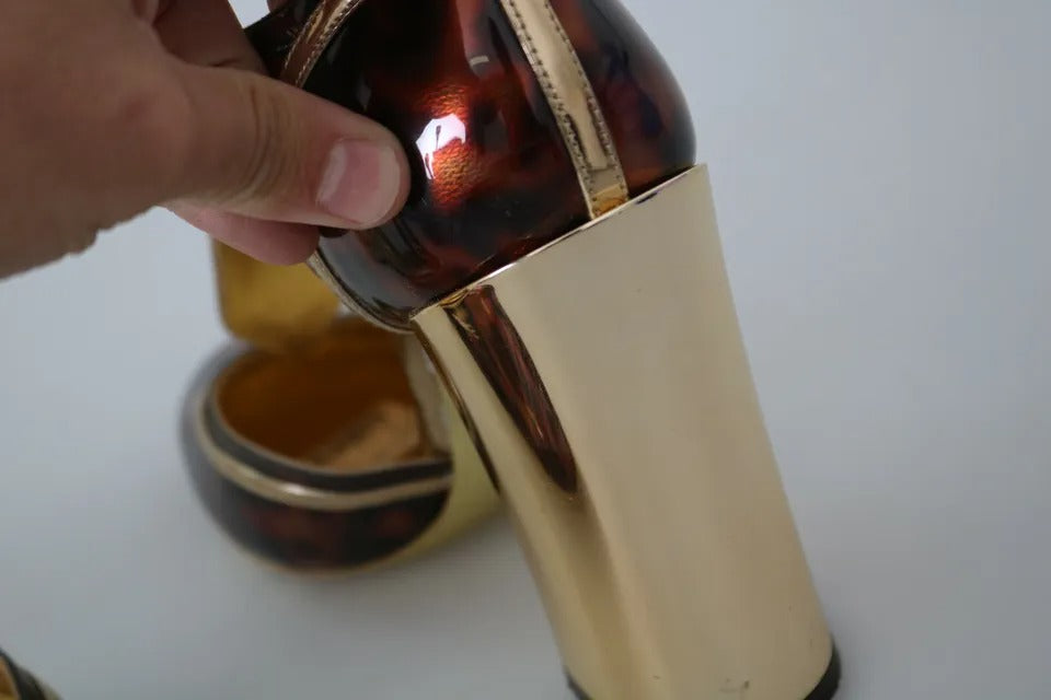 Dolce & Gabbana Gold Leopard T-strap Pumps Sandals Shoes | Regal Royce