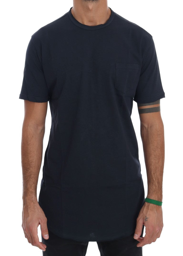Daniele Alessandrini Blue Cotton Crewneck T-Shirt | Regal Royce