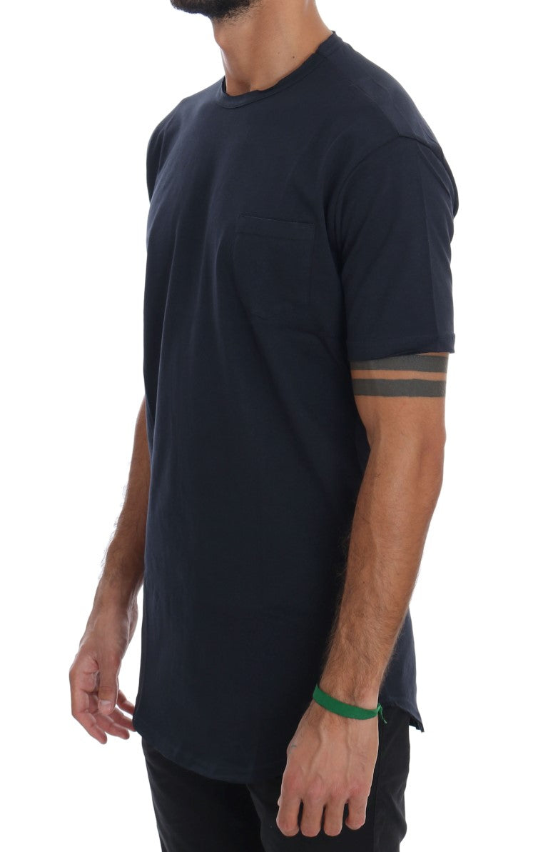 Daniele Alessandrini Blue Cotton Crewneck T-Shirt | Regal Royce