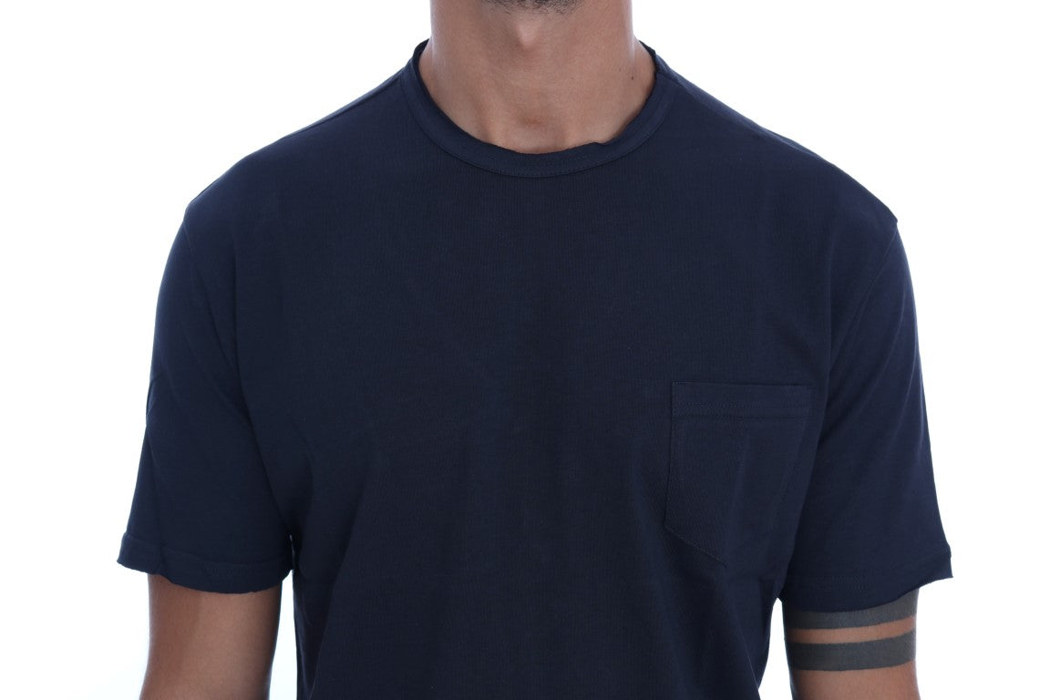 Daniele Alessandrini Blue Cotton Crewneck T-Shirt | Regal Royce