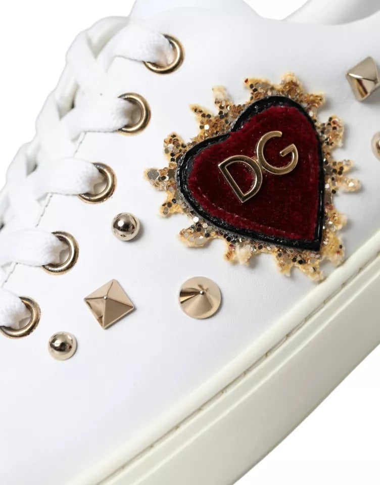 Dolce & Gabbana White Portofino Sacred Heart Sneakers Women Shoes | Regal Royce