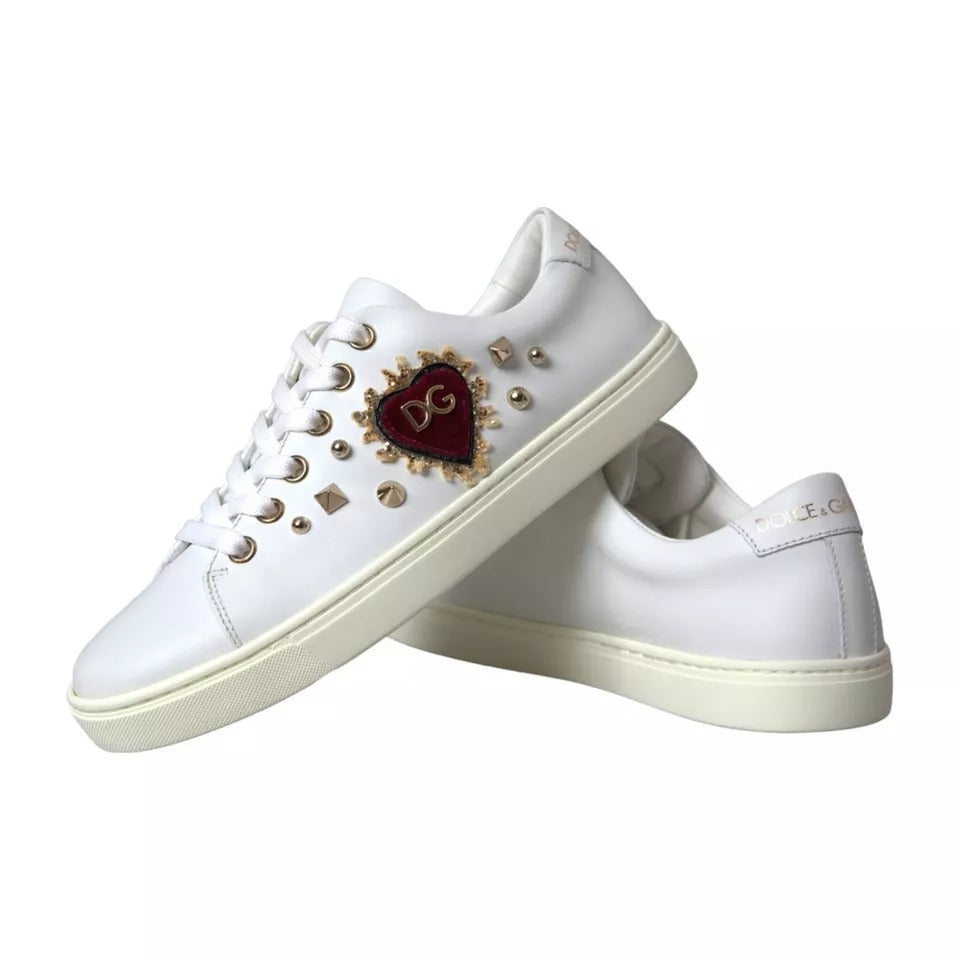 Dolce & Gabbana White Portofino Sacred Heart Sneakers Women Shoes | Regal Royce