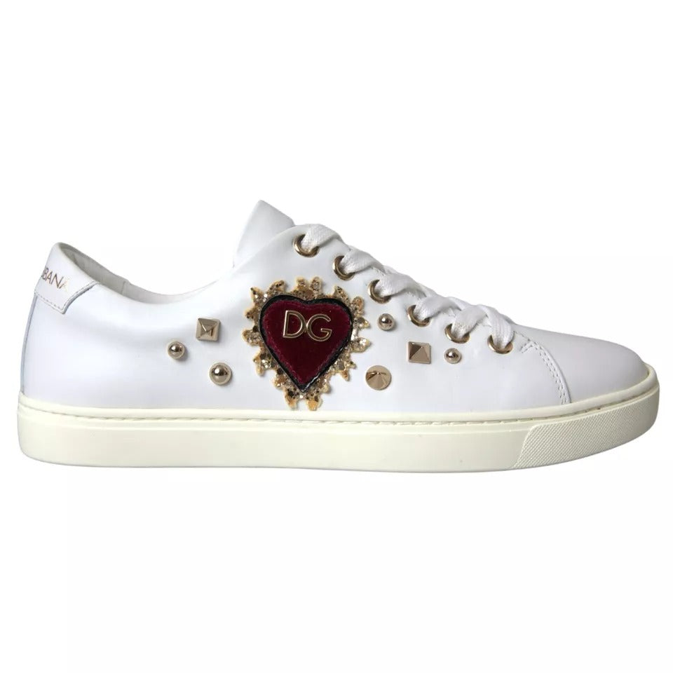 Dolce & Gabbana White Portofino Sacred Heart Sneakers Women Shoes | Regal Royce