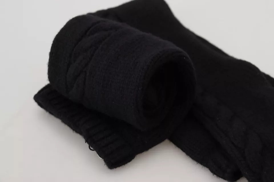 Dolce & Gabbana Black Wool Knit Calf Long Women Accessory Socks | Regal Royce