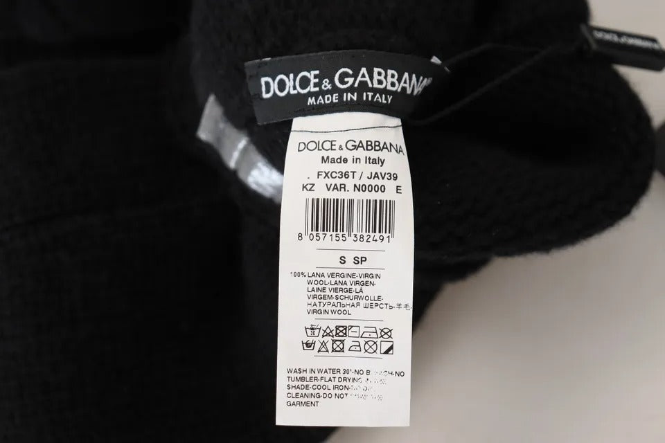 Dolce & Gabbana Black Wool Knit Calf Long Women Accessory Socks | Regal Royce