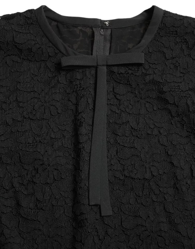 Dolce & Gabbana Black Floral Lace Blouse T-shirt Staff Top | Regal Royce