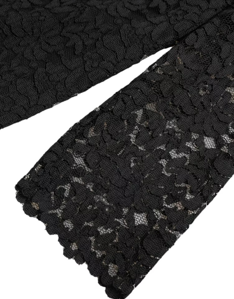 Dolce & Gabbana Black Floral Lace Blouse T-shirt Staff Top | Regal Royce