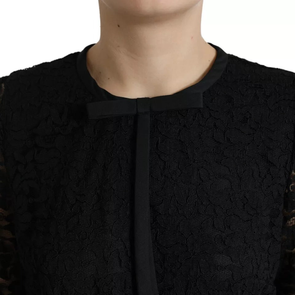 Dolce & Gabbana Black Floral Lace Blouse T-shirt Staff Top | Regal Royce