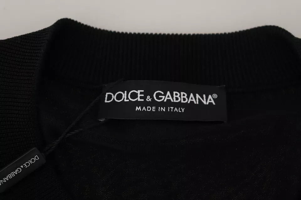 Dolce & Gabbana Black Polyester Crewneck Men Pullover Sweater | Regal Royce