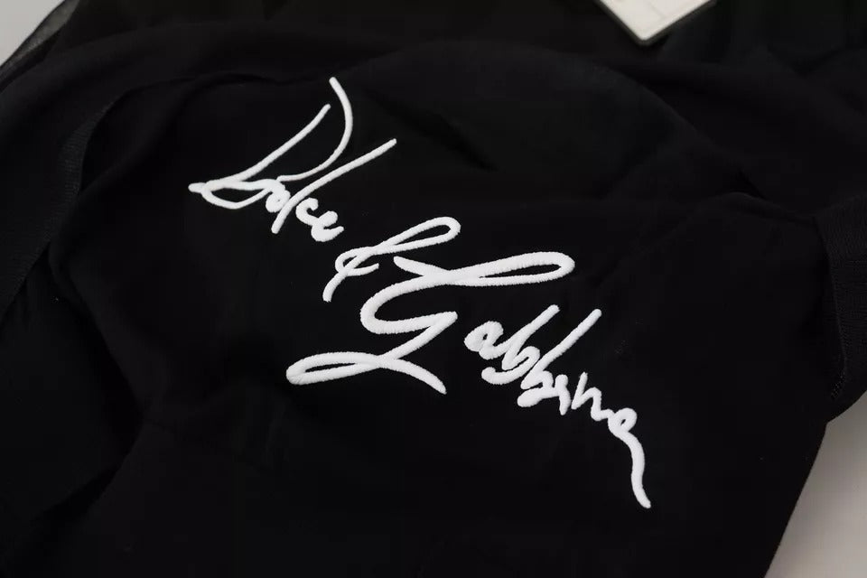 Dolce & Gabbana Black Polyester Logo Men Pullover Sweater | Regal Royce