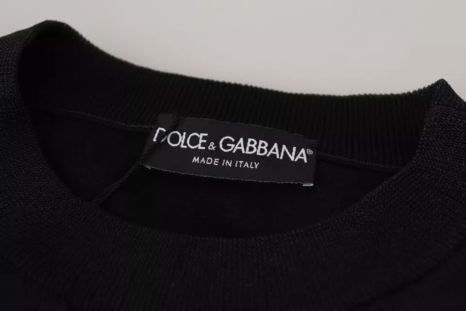 Dolce & Gabbana Black Polyester Logo Men Pullover Sweater | Regal Royce