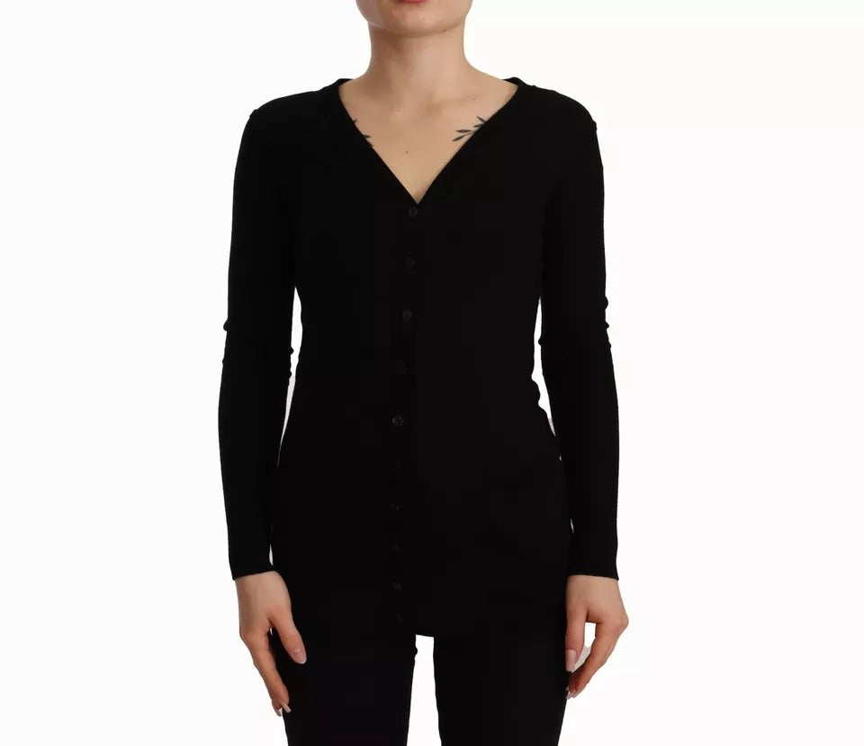 Dolce & Gabbana Black Wool Knit Button Down Cardigan Sweater | Regal Royce