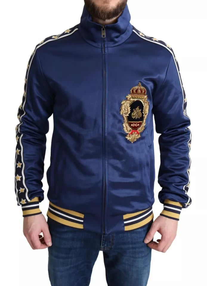 Dolce & Gabbana Blue Heraldic Patch Striped King Bee Sweater | Regal Royce