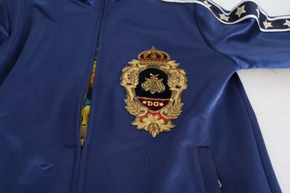 Dolce & Gabbana Blue Heraldic Patch Striped King Bee Sweater | Regal Royce