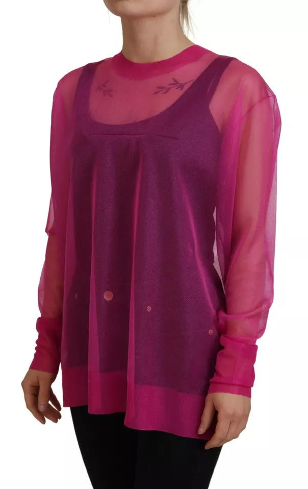 Dolce & Gabbana Fuchsia Polyester Crewneck Pullover Sweater | Regal Royce