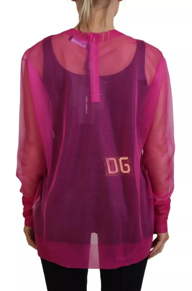 Dolce & Gabbana Fuchsia Polyester Crewneck Pullover Sweater | Regal Royce