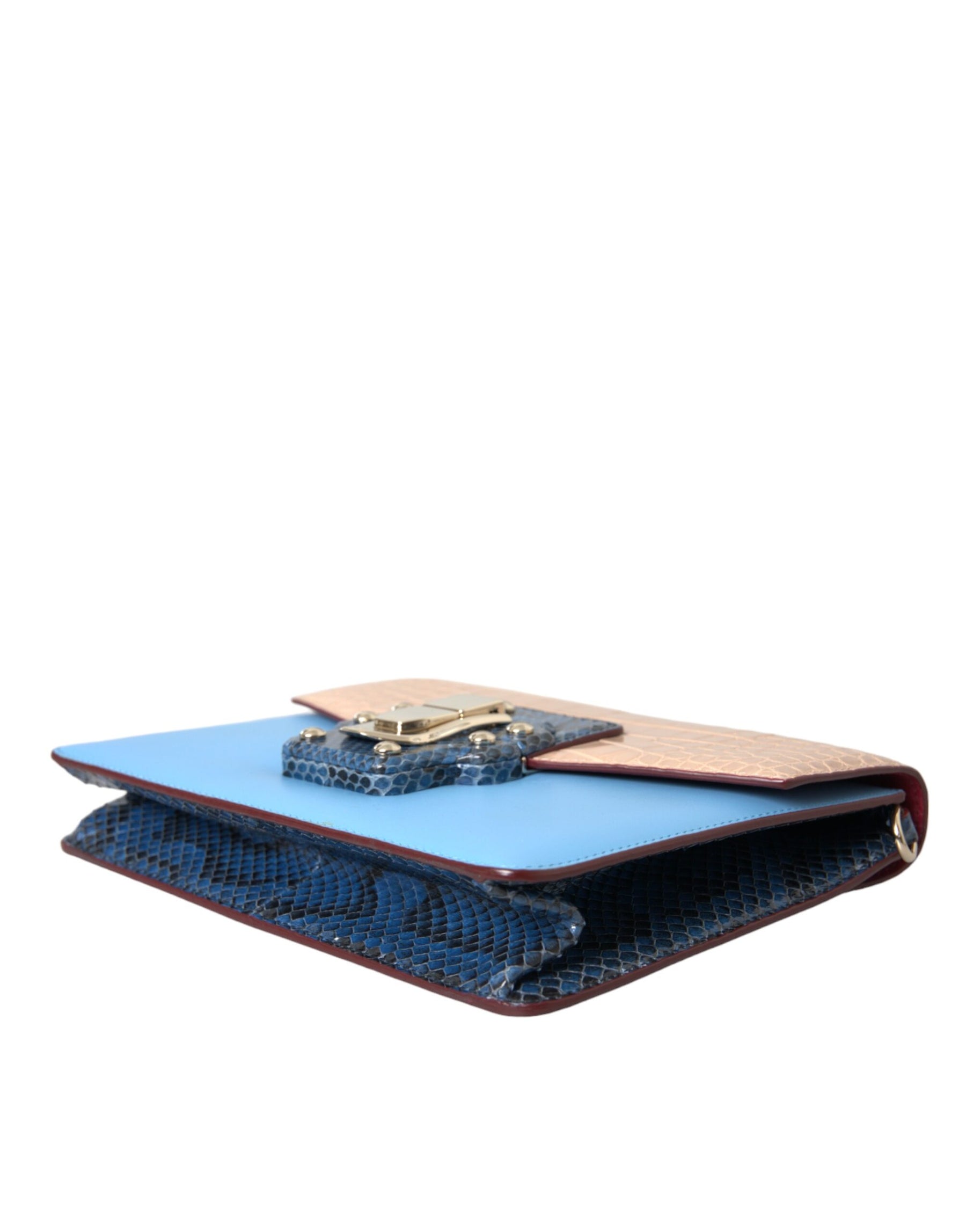Dolce & Gabbana Blue Beige Exotic Leather LUCIA Crossbody Purse Bag | Regal Royce