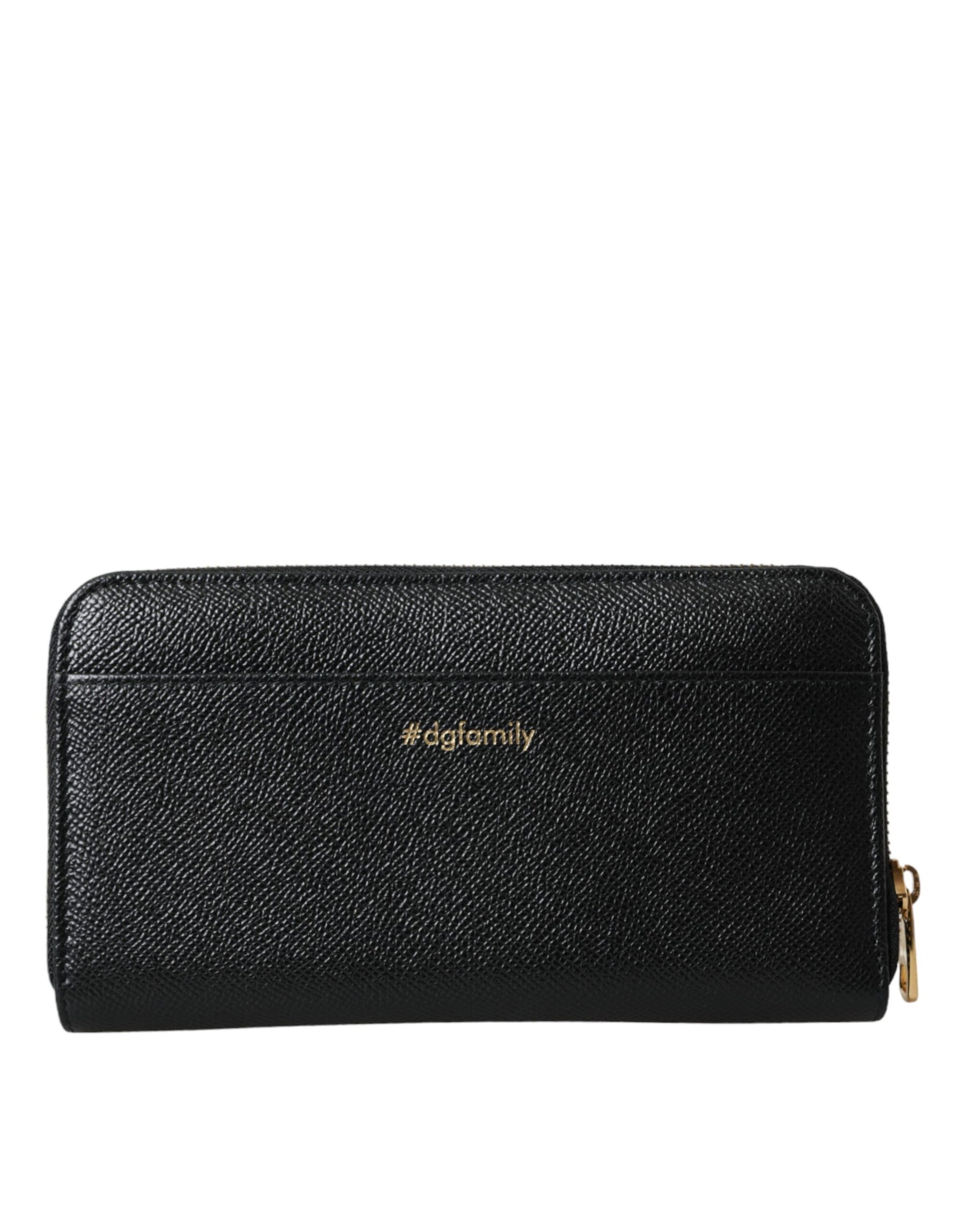 Dolce & Gabbana Black Blue Leather #DGFAMILY Zipper Continental Men Wallet | Regal Royce