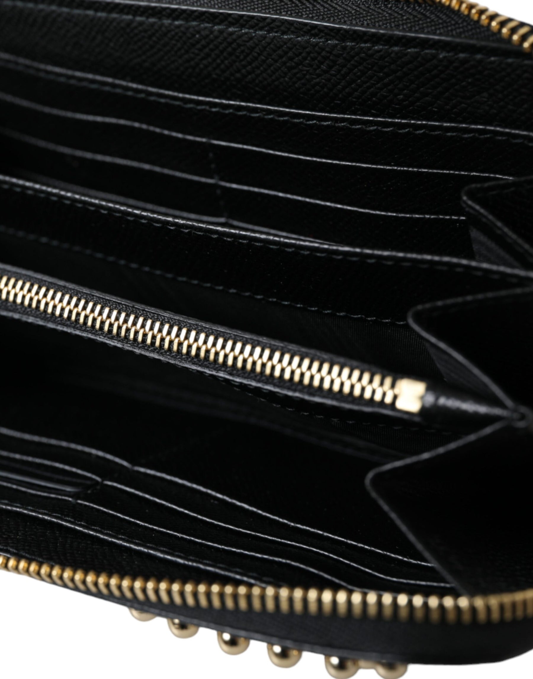 Dolce & Gabbana Black Blue Leather #DGFAMILY Zipper Continental Men Wallet | Regal Royce