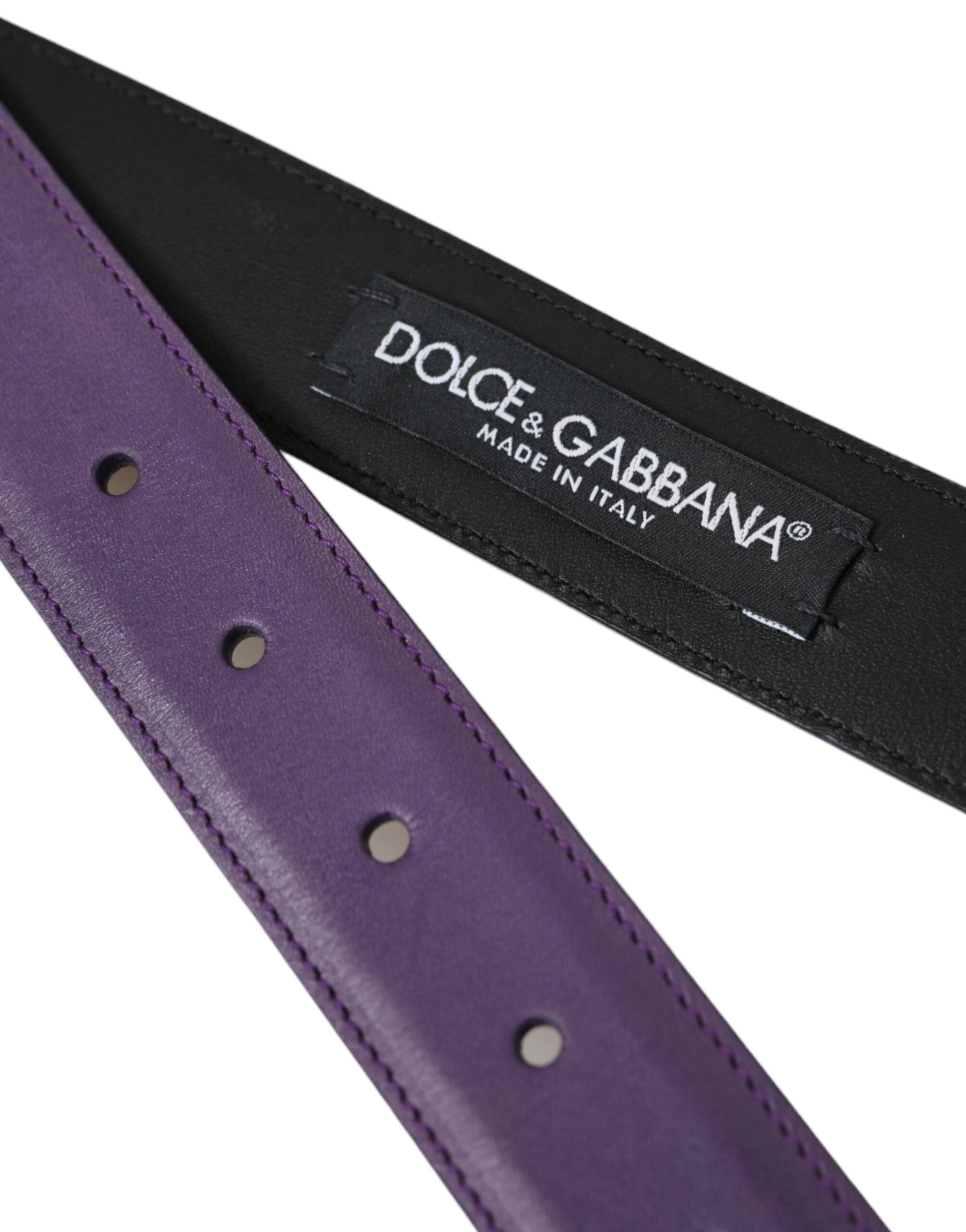 Dolce & Gabbana Purple Leather Gold Metal Buckle Belt Men | Regal Royce